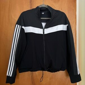 Black Track Jacket with White Stripe Detail